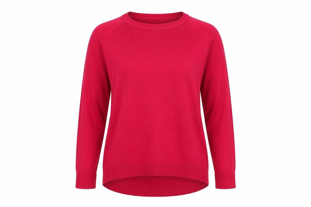 Primark Womens Red Round Neck  Acrylic Pullover Jumper Size L   - Button Sleeve Detail
