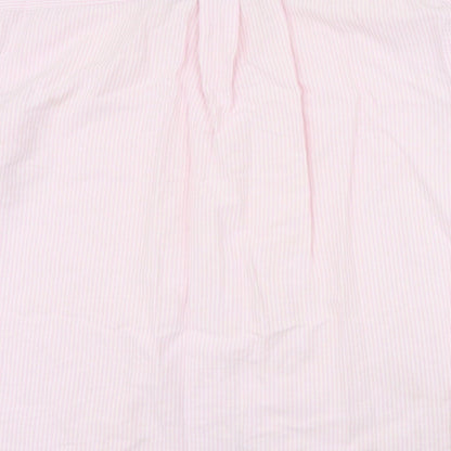 Preloved John Lewis Mens Pink Striped Polyester  Button-Up Size L Collared Button - Label