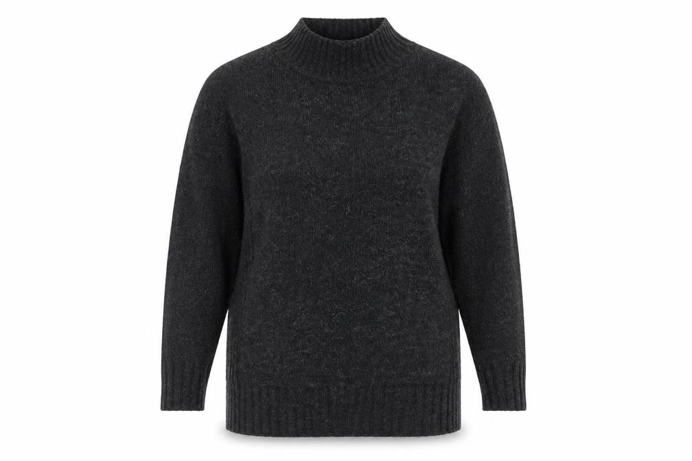 New Look Womens Grey High Neck  Acrylic Pullover Jumper Size 10   - slit sides