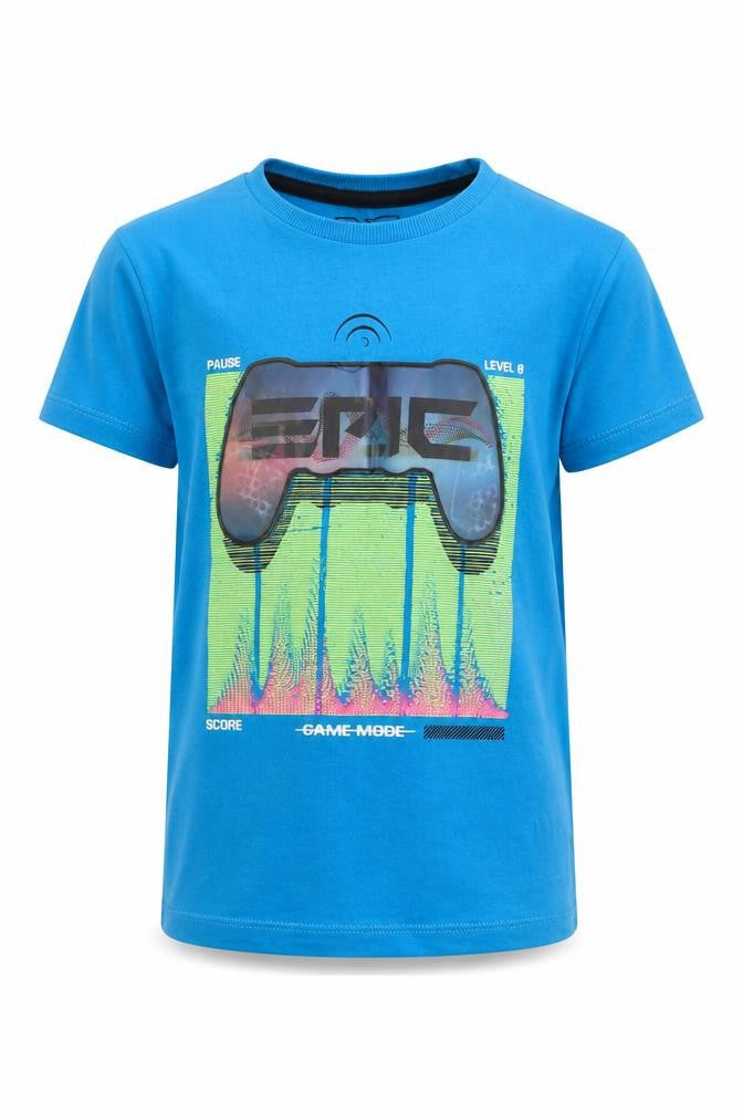 Urban Debt Boys Blue  Cotton Basic T-Shirt Size 5 Years Crew Neck Pullover - Game Mode