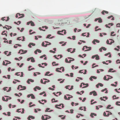 F&F Girls Green Animal Print Cotton Cami Pyjama Top Size 12-13 Years  Pullover