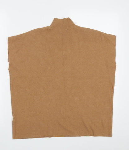 F&F Womens Brown High Neck  Polyester Pullover Jumper Size XS