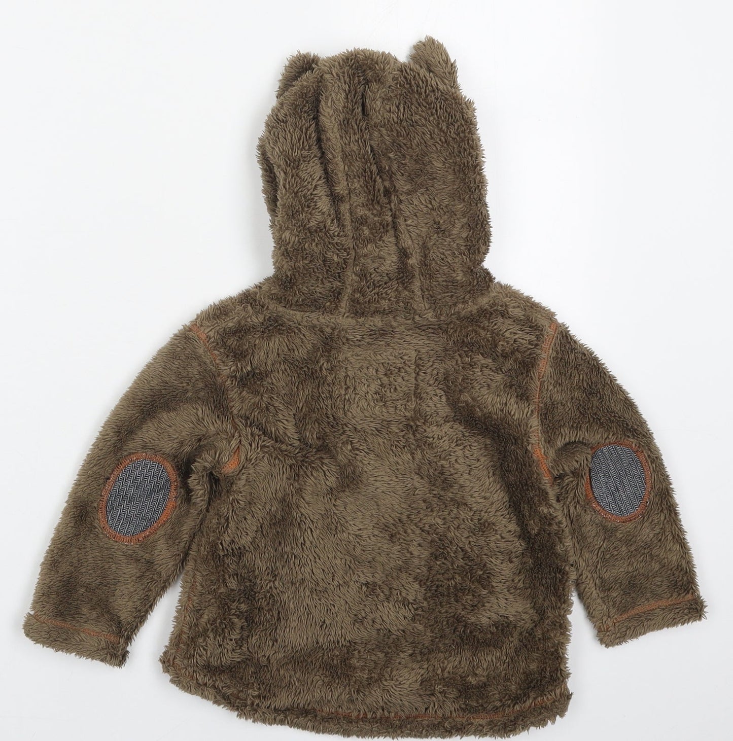NEXT Boys Brown  Polyester Basic T-Shirt Size 18-24 Months High Neck Pullover - Bear Hoodie