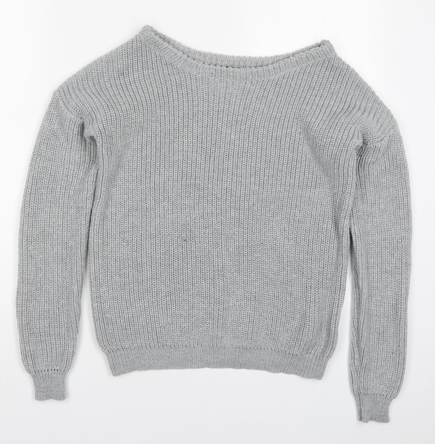 Missguided Womens Grey Round Neck  Acrylic Pullover Jumper Size S