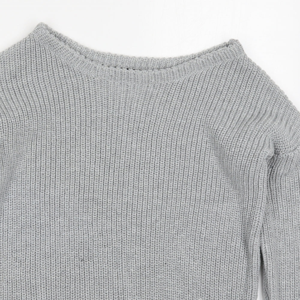 Missguided Womens Grey Round Neck  Acrylic Pullover Jumper Size S