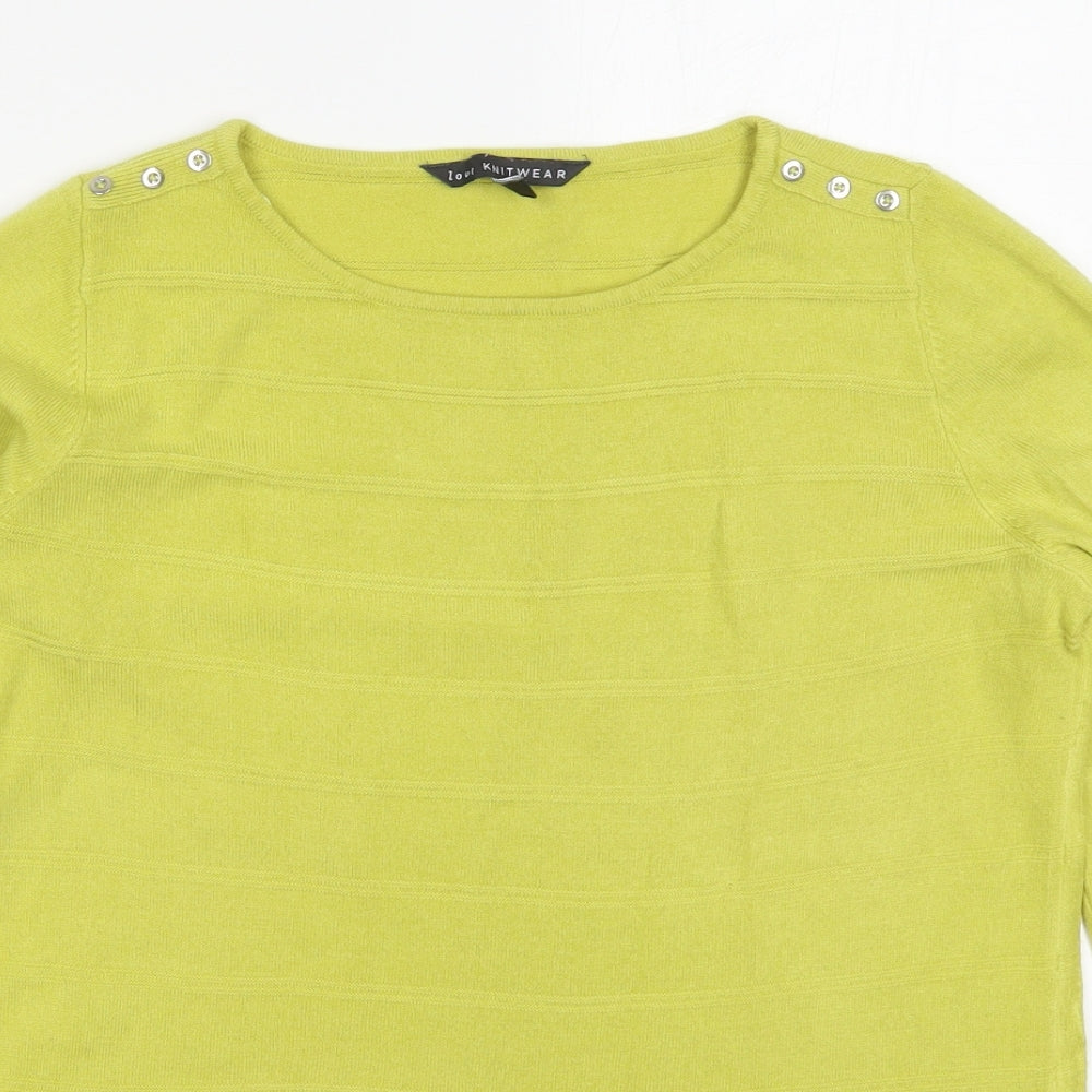 Bonmarché Womens Green Round Neck  Acrylic Pullover Jumper Size 10