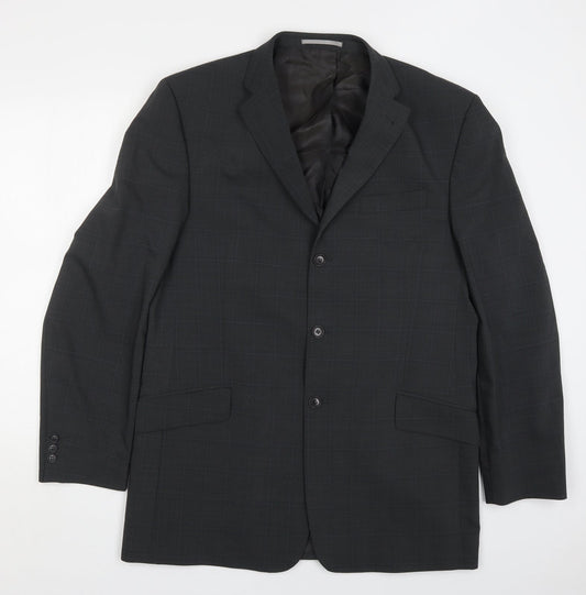 NEXT Mens Grey Check Polyester Jacket Suit Jacket Size 42