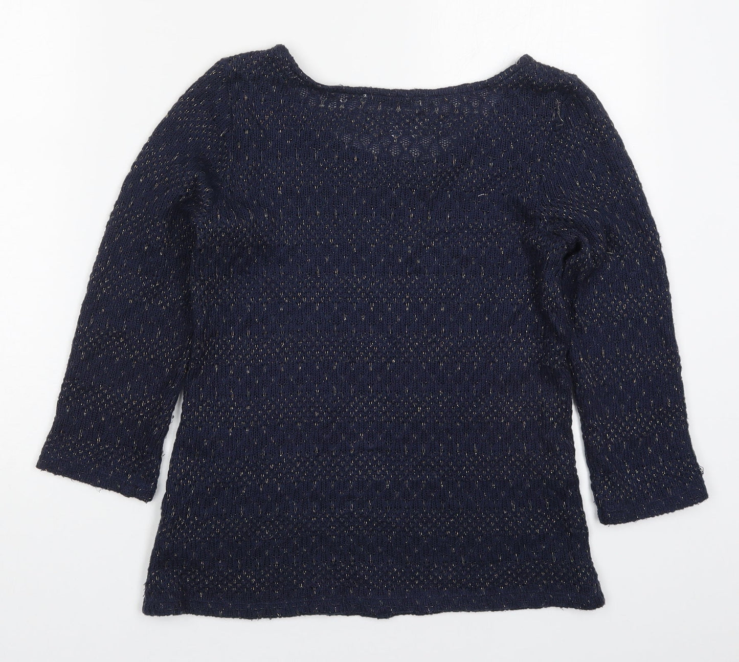 Oasis Womens Blue Round Neck  Acrylic Pullover Jumper Size S