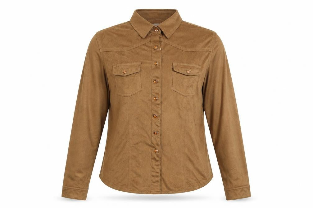 Roomates Womens Brown  Polyester Basic Button-Up Size L Collared