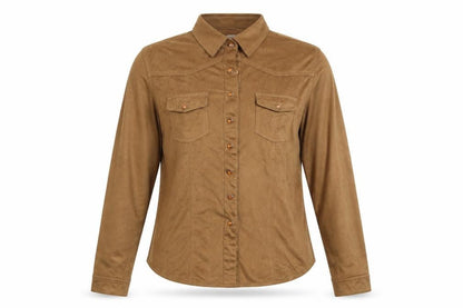 Roomates Womens Brown  Polyester Basic Button-Up Size L Collared