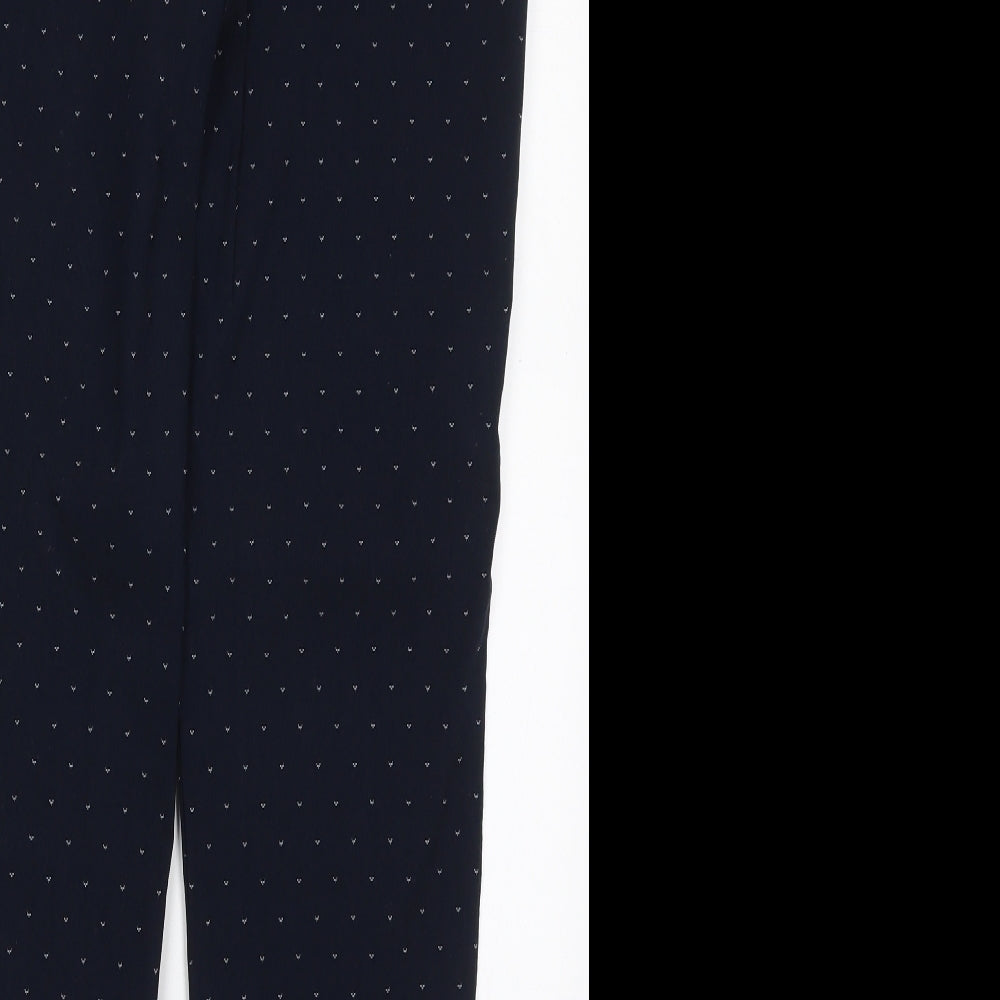 Monsoon Womens Blue Geometric Viscose Trousers  Size 12 L27 in Regular Hook & Eye