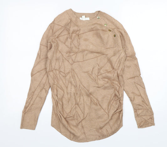 H&M Womens Beige Round Neck  Viscose Pullover Jumper Size M