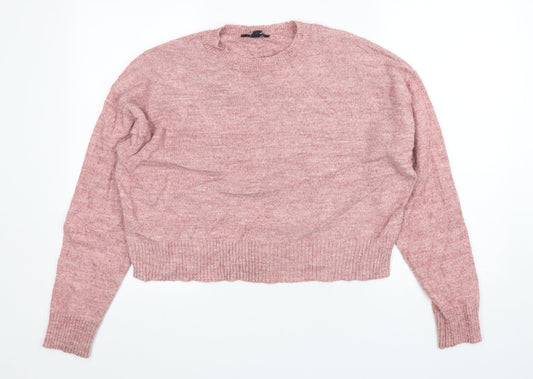 New Look Womens Pink Round Neck  Polyester Pullover Jumper Size S