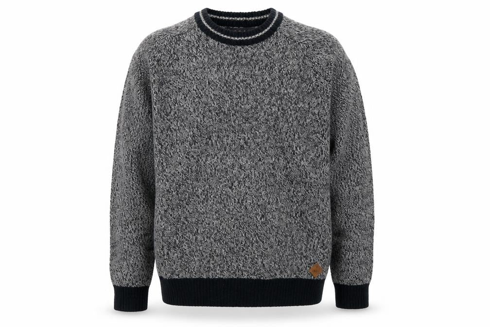 Trait  Mens Grey Round Neck  Acrylic Pullover Jumper Size L