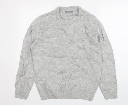 M&S Mens Grey Round Neck  Acrylic Pullover Jumper Size M
