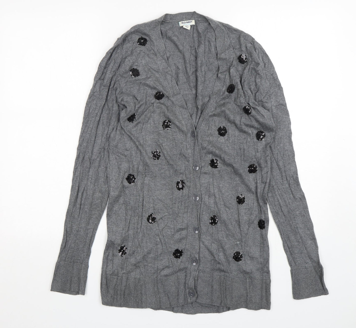 Old Navy Womens Grey V-Neck  Cotton Cardigan Jumper Size M