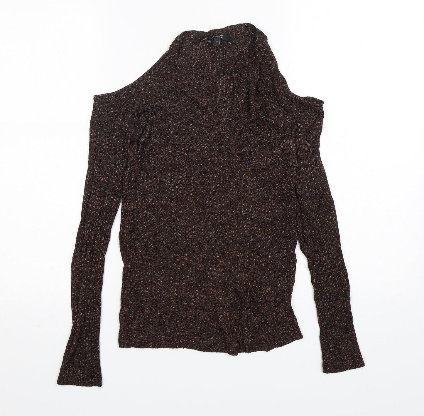 NEXT Womens Brown Round Neck  Viscose Pullover Jumper Size 10