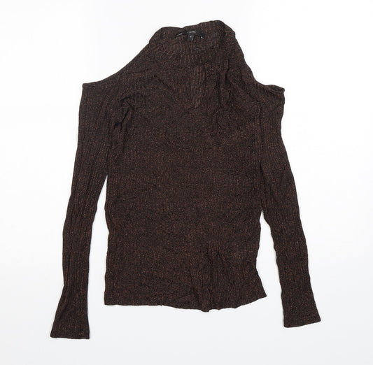 NEXT Womens Brown Round Neck  Viscose Pullover Jumper Size 10