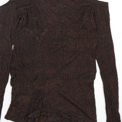 Next Womens Brown Round Neck  Viscose Pullover Jumper Size 10