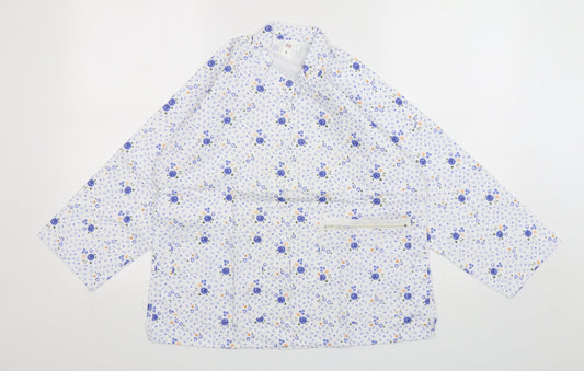 Preworn  Womens Multicoloured Floral Cotton Basic Button-Up Size L Round Neck