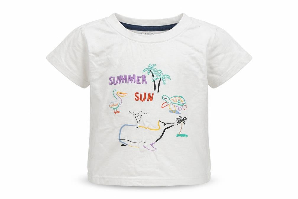Primark Boys White  Cotton Basic T-Shirt Size 12-18 Months Round Neck