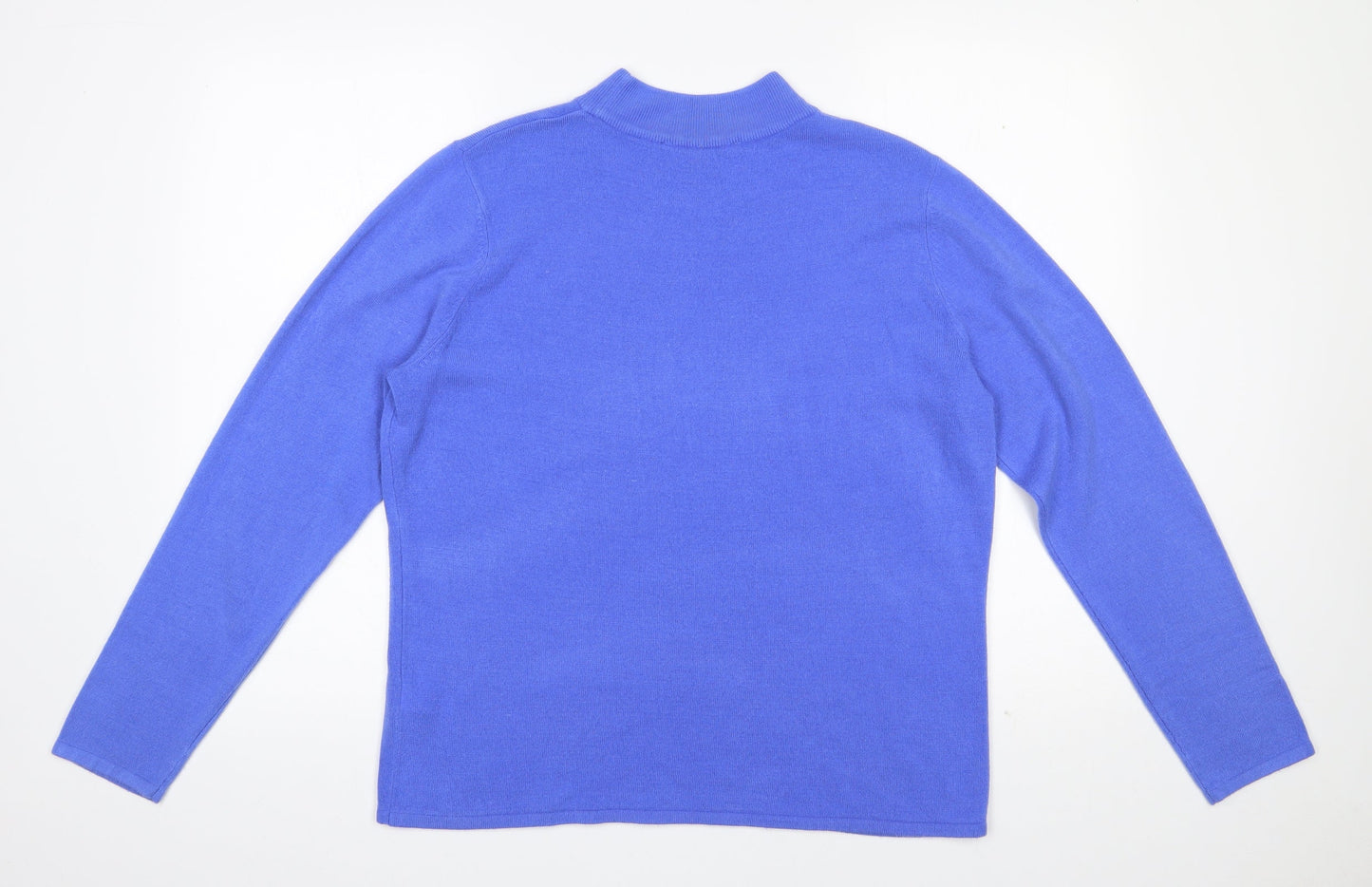 Bonmarché Womens Blue High Neck  Acrylic Pullover Jumper Size 16