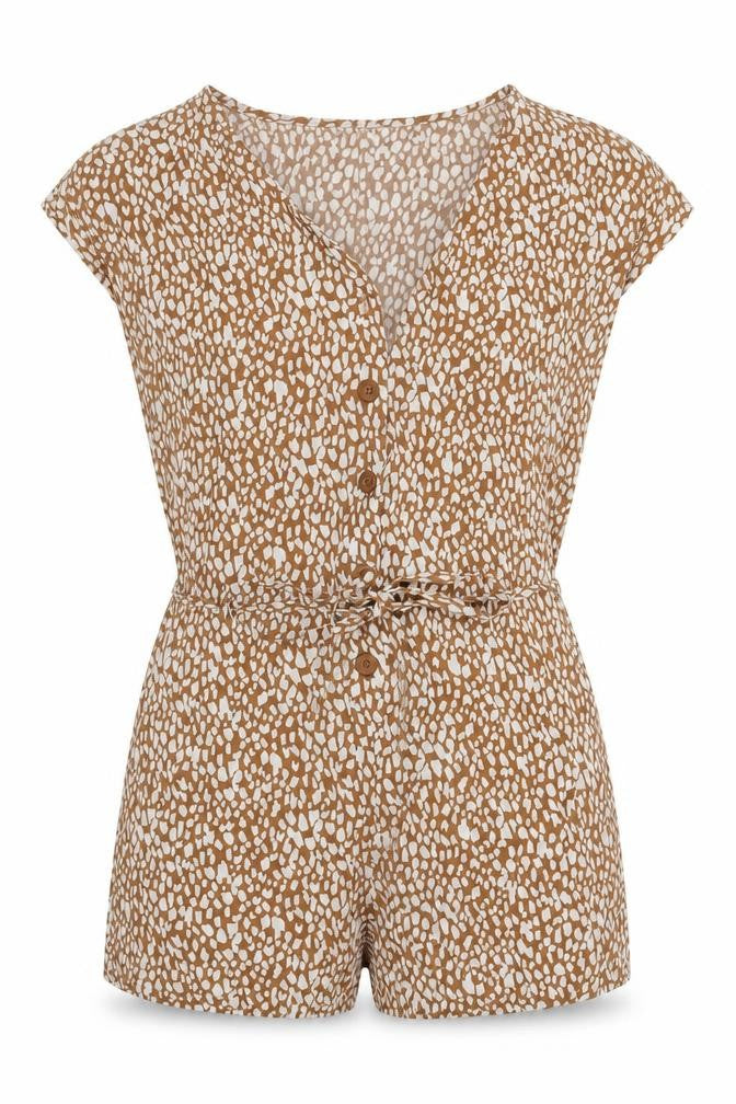 Primark Womens Yellow Spotted Cotton Romper One-Piece Size 8 L3 in Button
