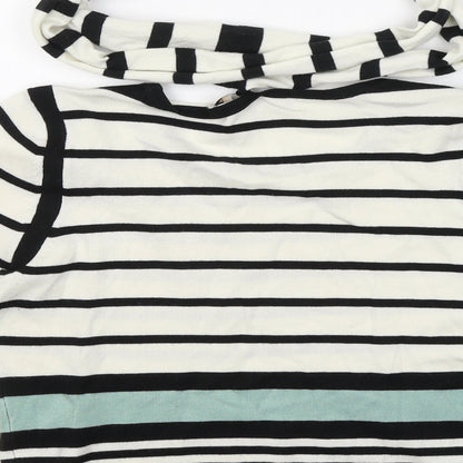 Principles Womens Multicoloured Round Neck Striped Acrylic Pullover Jumper Size 12   - scarf attatched