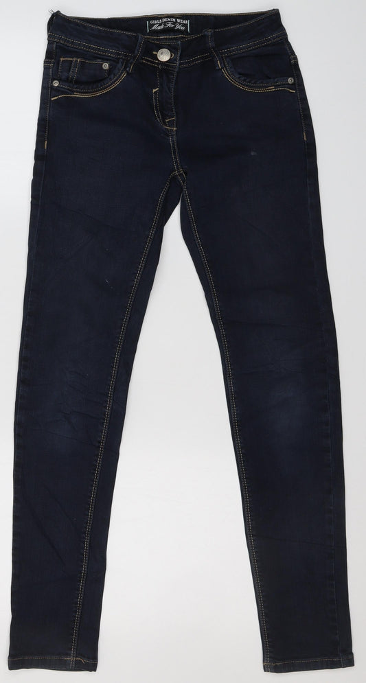 Here + There Girls Blue  Cotton Skinny Jeans Size 12-13 Years  Regular Zip