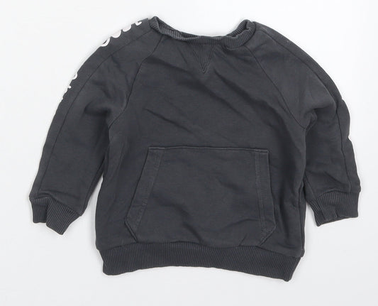 George Boys Grey  Cotton Basic T-Shirt Size 12-18 Months Crew Neck Pullover - Cool Dude