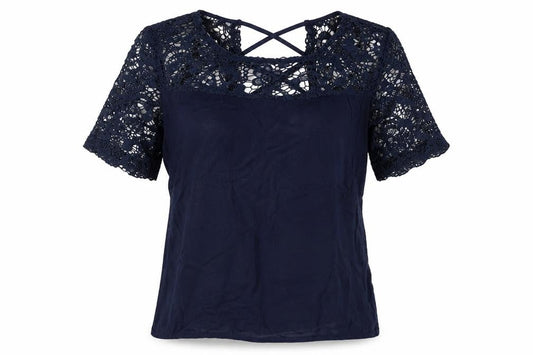 Overmal Womens Blue  Viscose Basic T-Shirt Size S Round Neck