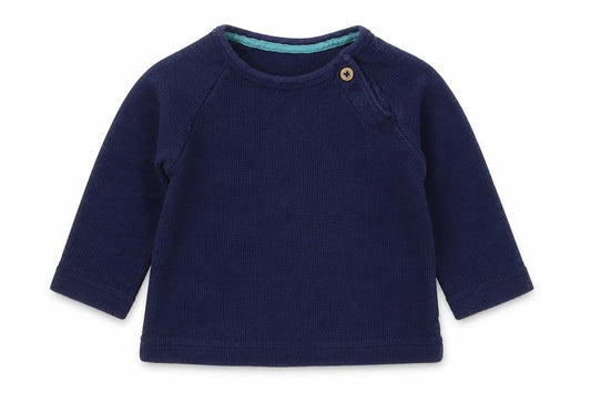 Marks & Spencer Boys Blue  Cotton Basic T-Shirt Size 3-6 Months Crew Neck Button