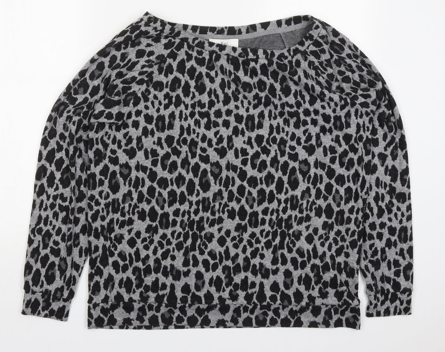 &et Womens Grey Animal Print Polyester Pullover Sweatshirt Size 16  Pullover