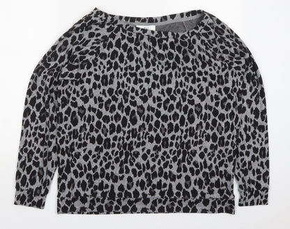 Preloved &et Womens Grey Animal Print Polyester Pullover Sweatshirt Size 16  Pullover - Front