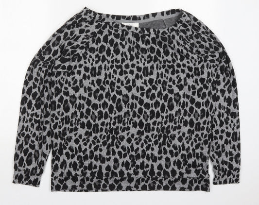 &et Womens Grey Animal Print Polyester Pullover Sweatshirt Size 16  Pullover