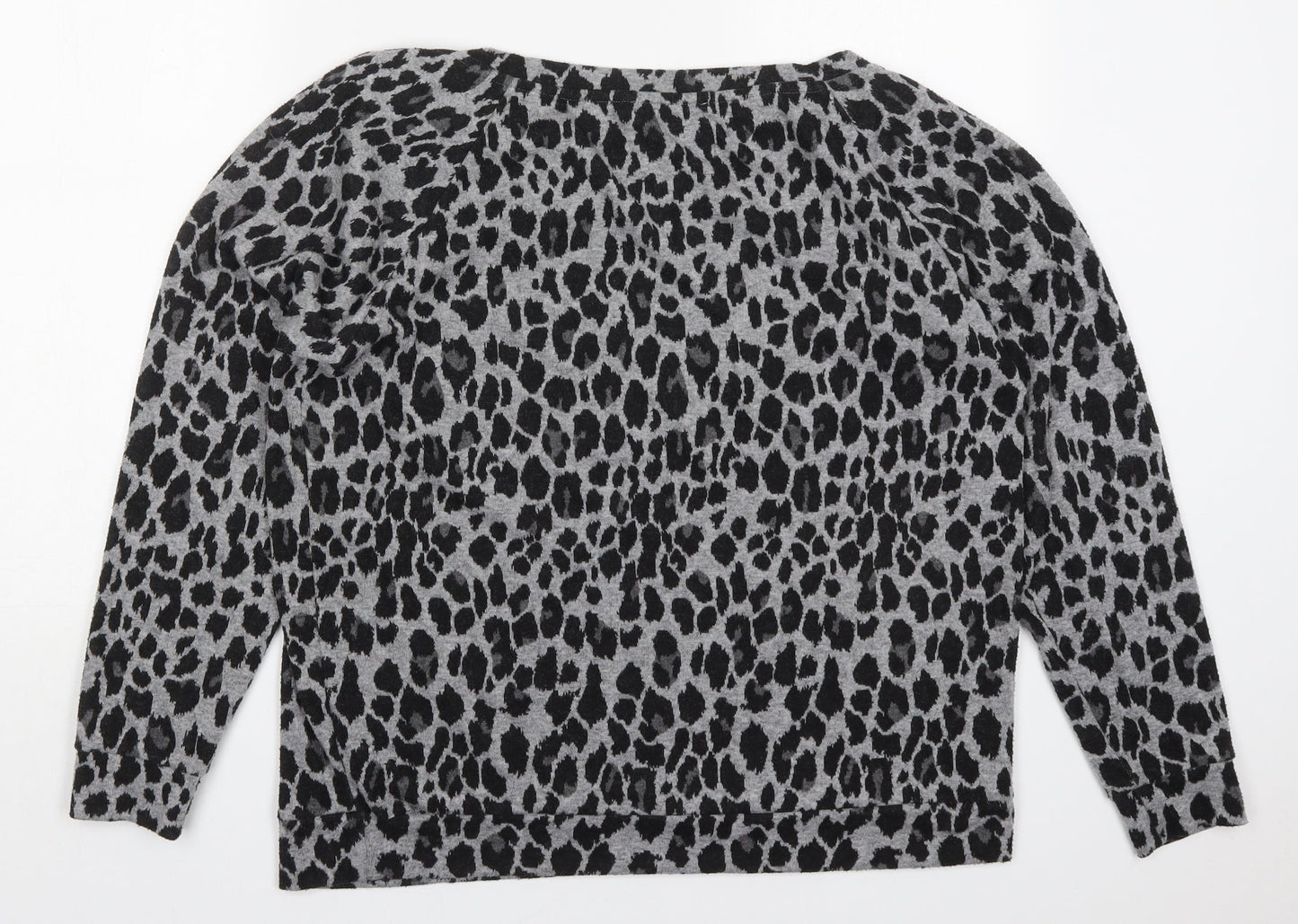 &et Womens Grey Animal Print Polyester Pullover Sweatshirt Size 16  Pullover