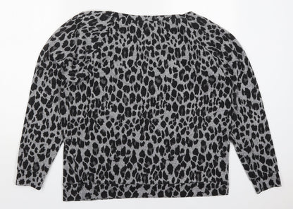 Preloved &et Womens Grey Animal Print Polyester Pullover Sweatshirt Size 16  Pullover - Back