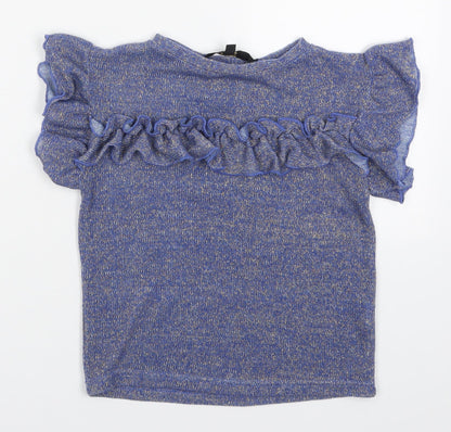 Cosmic Kids Girls Blue  Polyester Basic T-Shirt Size 8 Years Round Neck Pullover