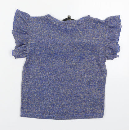 Cosmic Kids Girls Blue  Polyester Basic T-Shirt Size 8 Years Round Neck Pullover
