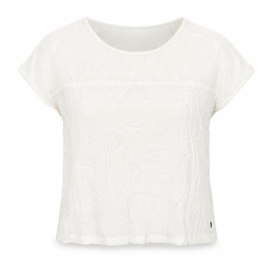 Coster Womens White  Viscose Basic Blouse Size 8 Round Neck - Leaf Pattern