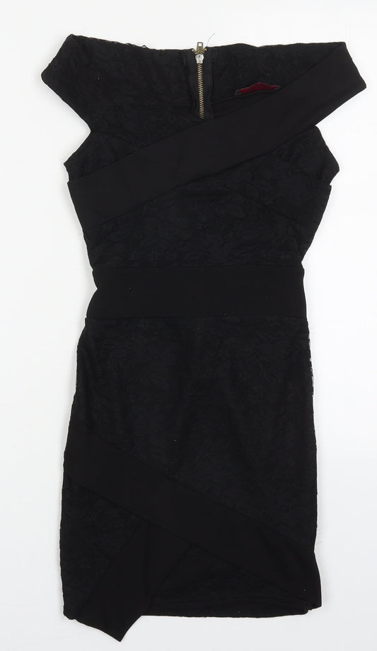 Nikka Womens Black  Polyester Mini  Size 8  Boat Neck Zip