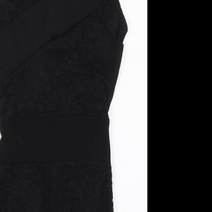 Preloved Nikka Womens Black  Polyester Mini  Size 8  Boat Neck Zip - Detail