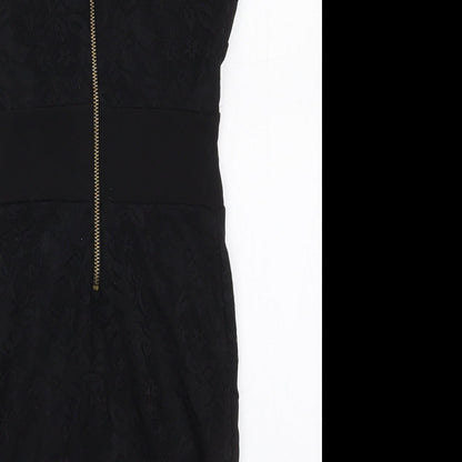 Preloved Nikka Womens Black  Polyester Mini  Size 8  Boat Neck Zip - Label