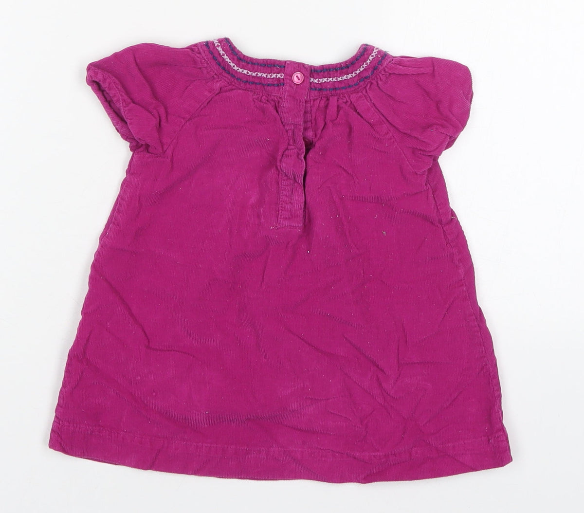 F&F Girls Pink  Cotton Basic T-Shirt Size 9-12 Months Round Neck Button