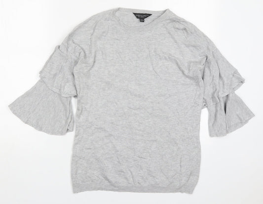 Dorothy Perkins Womens Grey Round Neck  Viscose Pullover Jumper Size 10