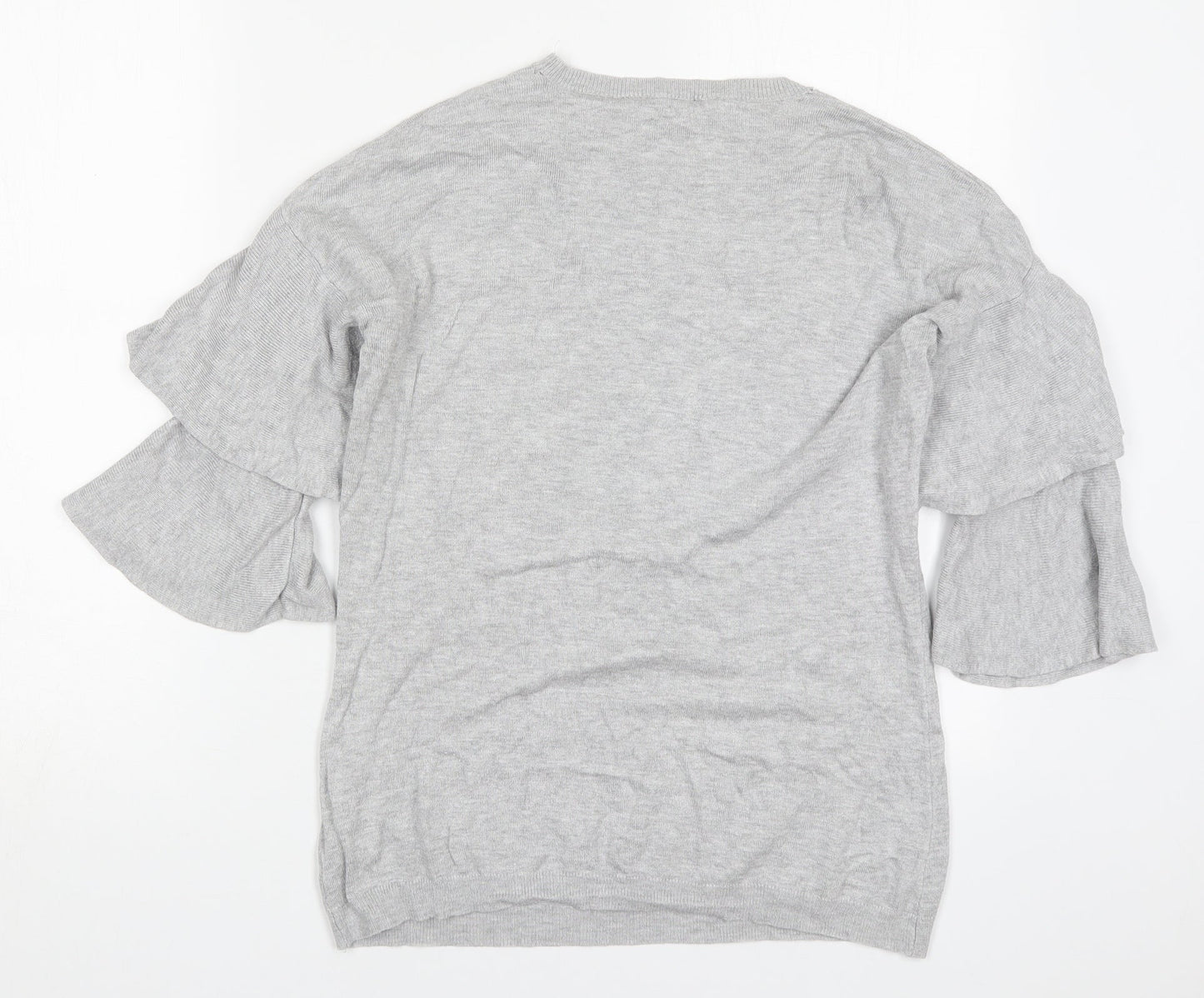 Dorothy Perkins Womens Grey Round Neck  Viscose Pullover Jumper Size 10
