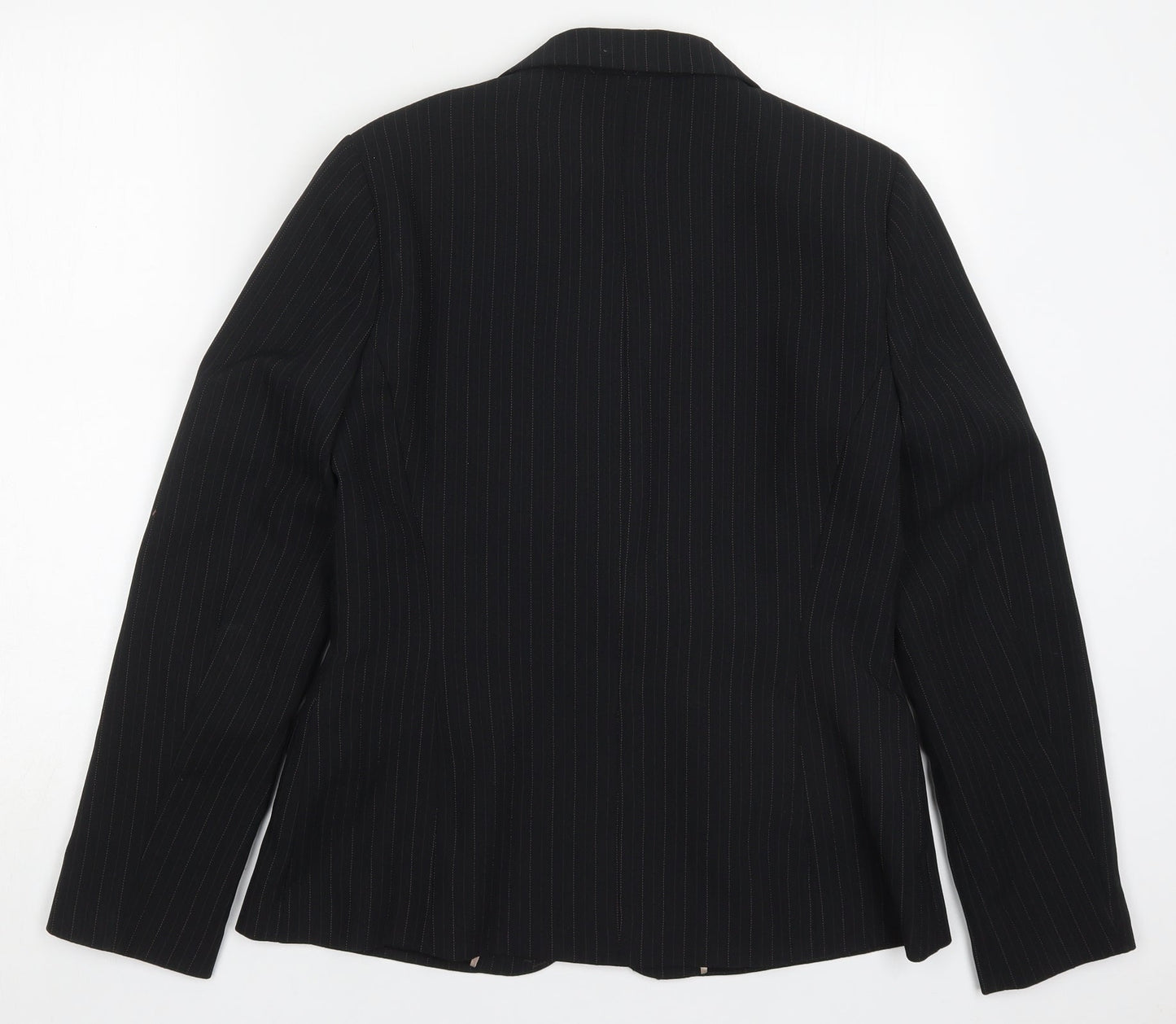 Bay Womens Black Striped Polyester Jacket Suit Jacket Size 14