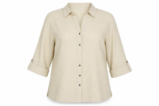 Marks and Spencer Womens Yellow Striped Polyester Basic Button-Up Size 14 Collared