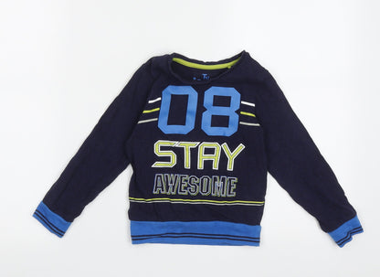 Tu Boys Blue  Cotton  Pyjama Top Size 5-6 Years  Pullover - Stay Awesome