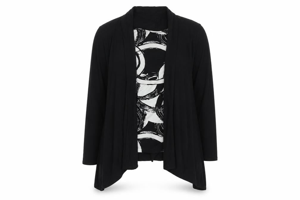 Casamia Womens Black Boat Neck Geometric Polyester Pullover Jumper Size L